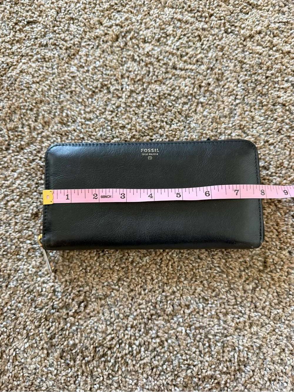 FOSSIL Black Leather Zip Wallet